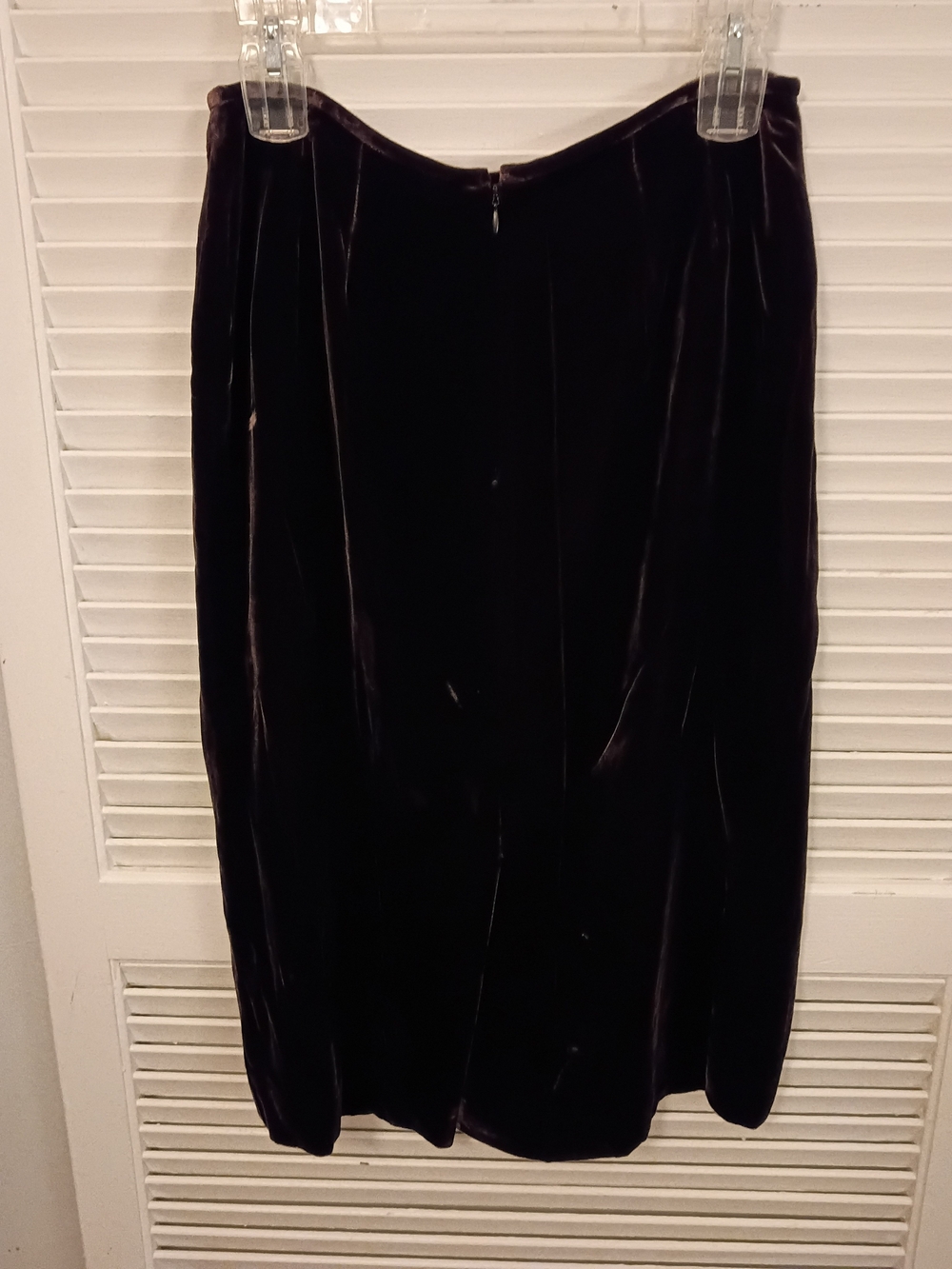 Albert Nipon Velvet Midi Skirt Chocolate Brown Size 8 - Picture 4 of 6